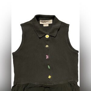 Barbara Lesser Vintage Bug Button Maxi Dress Novelty Whimsigoth L Cottagecore